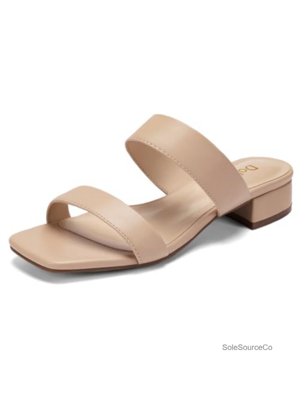 Women's Wide Fit Low Heel Block Sandals Square Toe Slip On Dressy 1.4